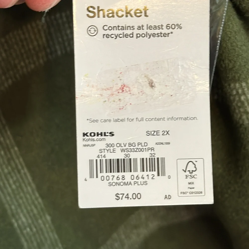 NWT Sonoma Green Plaid Shacket in Size 0X, 1X, 2X, 4X - Picture 15 of 16